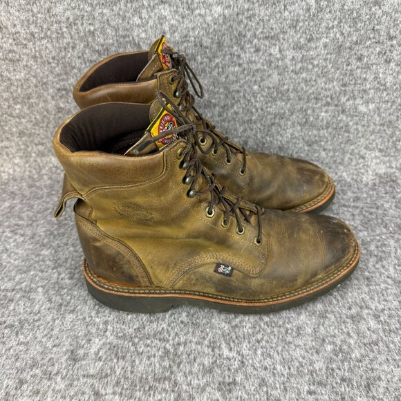 ✅Justin Original Brown Leather Work-boots Soft-Toe EH J-Max 440 Mens 12D USA - Picture 2 of 12